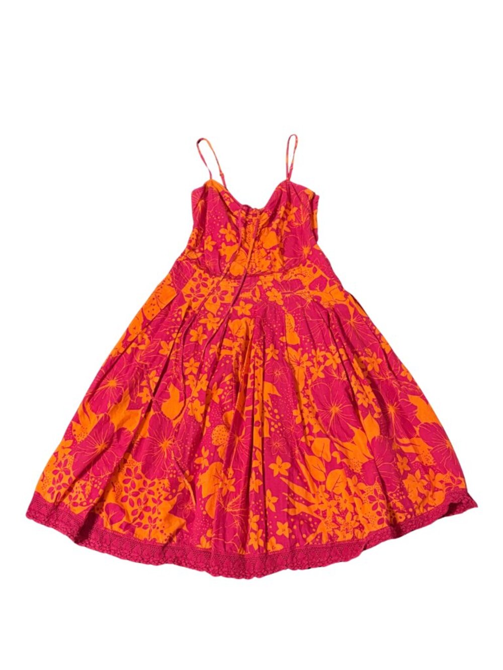 Marisfrolg Pink & Orange Midi Spaghetti Strap Sundress